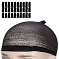 Miniatyrbild 6 av 8: 30st Professionell Strumpa Peruk Cap Stretchig Elastisk Tvättbar Portabel Hårnät Set Svart