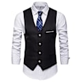 Miniatyrbillede 1 af 3: Ensfarvet V-hals Herrehabit Vest til Bryllup og Forretningsfest 3XL Sort