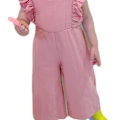 Miniatyrbilde 4 av 5: Jenter Romper Ermeløs Ensfarget Ryggløs Mote Casual Jumpsuit for Sommer Barn Rosa 45.28‑49.21in