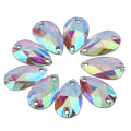 Pikkukuva 3 / 7: 200 kpl Drop Shape Resin Tasaselkäinen ompelu tekojalokivi kaksinkertaisella reikäkoristeella (multi )