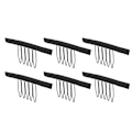 Miniatyrbilde 5 av 8: 100 stk parykkammer 5 tenner rustfritt stål buet design parykk klips med klut for hårstykkehetter svart
