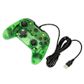 Miniatyrbillede 5 af 8: Kablet spilcontroller med dobbelt vibration, RGB gennemsigtig skal gamepad joystick til Xbox PC grøn