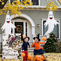 Pikkukuva 4 / 5: Halloween-Tervetuloa Puutarhalippu - Kaksisivuinen, 12x18 Tuumaa, Maalaistalon Piha Kausiluonteinen Loma Ulkokoriste