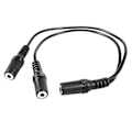 Miniatyrbillede 4 af 5: 28cm 3.5mm Hun til Dobbelt Jack Hun Y Splitter Stereo Lydkabel Sort