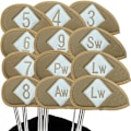 Miniatyrbild 1 av 5: Golfklubbs huvudskydd set - 12-pack lyx PU läder järn skydd för män och kvinnor