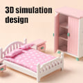 Miniatyrbillede 6 af 8: Pige Træ Pink Soveværelse Legesæt Lad Som Om At Lege Dukkehus Møbler Sæt Simulation Miniature Display Model