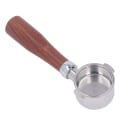 Miniatyrbillede 8 af 8: 51mm Bundløs Portafilter i Rustfrit Stål med 2 Ører Bundløs Filterholder Portafilter med Træhåndtag til Kaffemaskine Style 2