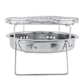 Miniatyrbillede 7 af 8: Rustfrit stål Mini BBQ Grill Foldbar Bærbar Rund Grill Komfur til Udendørs Camping Patio