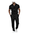 Miniatyrbillede 1 af 3: Kortærmet Mænds Jumpsuit 3XL Sort