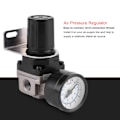 Miniatyrbillede 2 af 8: Pneumatisk regulator Justerbar lufttryk Kompressor Kontrolventil Måler G1/4 Tilslutning