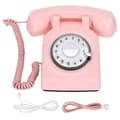 Retro roterende fasttelefon 60-talls gammeldags klassisk roterende skive kablet fasttelefon Rosa