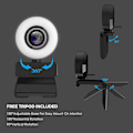 Miniatyrbild 6 av 8: Full HD 4K webbkamera dator webbkamera videokamera inbyggd ringljus webbkamera