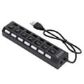 Miniatyrbillede 1 af 8: 7-Port Hub USB Docking Station Sort 480mbps med Switch til Overbelastningsstrømsbeskyttelse 7 Porte Sort