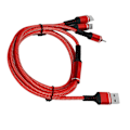Miniatyrbillede 8 af 8: 3 i 1 Multi-opladningskabel 3A datakabel med Type-C/til IOS/Micro USB-stik 1,2M rød