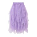 Miniatyrbilde 5 av 5: Champagne Mesh Tulle-skjørt for kvinner - Elastisk midje A-linje Midi Ballet Prom Party Kjole