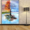 Pikkukuva 4 / 5: Sesonal Tree Diamond Painting Kit - DIY Crystal Cross Stitch aikuisille ja lapsille