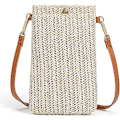 Miniatyrbillede 1 af 5: Hvide Crossbody Tasker, Casual Vævede Stråtasker til Kvinder, Vævede Skuldertasker, Mobiltelefontasker