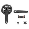 Miniatyrbild 1 av 8: 170mm Mountainbike vevparti cykel vevparti ihålig integrerad vev 104BCD central axel modifierad dubbel skivvev 38T svart