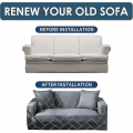 Miniatyrbild 5 av 5: Magic Stretch Sofa Slipcover med armstöd - Universal halkfri soffskydd - Ljusgrå (2-sits)