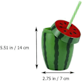 Miniatyrbillede 3 af 5: 1 stk Plastik Vandmelon Formet Drikkekop Vandmelon Sippy Kop med Strå til Sommer Vandmelon Fest Tilbehør