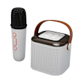 Miniatyrbilde 2 av 8: Karaoke-maskin Stereo RGB-lys Bærbar Bluetooth-høyttaler med 1 mikrofon for hjemmefest Hvit