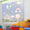 Miniatyrbild 3 av 4: Ett set med självlysande väggdekaler Regnbåge Luftballonger Moln Stjärnor Väggdekal för Sovrum Lekrum Vardagsrum Kontor