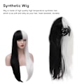 Miniatyrbilde 4 av 5: Lang rett parykk for kvinner Svart Hvit Fasjonabel Syntetisk parykk med naturlig utseende for cosplay Halloween-fester