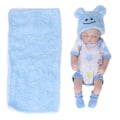 Miniatyrbild 1 av 8: 10-tums nyfödd babydocka set tvättbar emulational mjuk vinyl sovande babydocka med kläder filt Garçon bleu