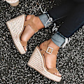 Miniatyrbilde 3 av 5: Brune Espadrille-sandaler med plattform og ankelrem for kvinner EU 38