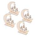 Miniatyrbillede 6 af 8: 4 sæt Eid Mubarak træplade ornament udsøgt detalje Ramadan dekoration vedhæng til hjem dekorationer DIY håndværk