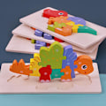 Miniatyrbild 3 av 4: Dinosaurie Pussel 3-pack för barn 3-5 år | Träleksaker för småbarn 2-4 år | Perfekta presenter till 3-åriga pojkar och flickor