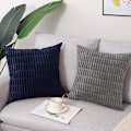 Miniatyrbilde 5 av 5: Sett med 3 18x18 tommers myke stripete kordfløyels putetrekk firkantede putetrekk Boho-stil hjemmedekor