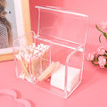 Miniatyrbillede 4 af 8: Transparent bomuldspinde opbevaringsboks Makeup Powder Puff Kosmetisk værktøj Organizer Container