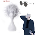 Miniatyrbillede 5 af 5: Gojo Satoru Cosplay Paryk - Kort Varmebestandig Kunstig Hår, Anime Jujutsu Kaisen, 2023 Edition (Inkluderer Paryk Hætte) One Size Gojo Satoru Paryk B