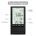 Miniatyrbild 4 av 5: Svart LCD inomhus digital termo-hygrometer termometer