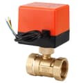 AC 220V Messing Elektrisk Motorisert Kuleventil 2-veis 3-leder 1.6Mpa Gjenget DN25