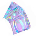 Miniatyrbillede 4 af 8: 100 stk. Hologram Cellophane Selvforseglende Pose 9 X 12cm Iridescent Lynlåspose til Slik Biscuit