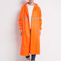 Miniatyrbillede 5 af 5: Lang regnfrakke fortykket reflekterende regnfrakke genanvendelig poncho vandtæt stilfuld lang regnjakke til udendørs orange XL
