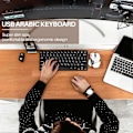 Pikkukuva 4 / 5: Laadukas langallinen USB arabia/englanti kaksikielinen näppäimistö, yhteensopiva tablettien/Windows PC:n/kannettavan/IOS/Androidin kanssa