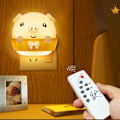 Miniatyrbild 5 av 8: Fjärrkontroll nattlampa ljusstyrka justerbar ögonvänlig mini söt plug in nattlampa för sovrum barnrum gul