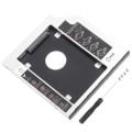 Miniatyrbillede 1 af 8: 9,5 mm aluminium SATA HDD SSD-kabinet harddiskdrev bay-caddy optisk DVD-adapter til bærbar computer