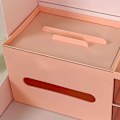 Miniatyrbillede 4 af 5: Kosmetik Opbevaringsboks Bordplade Papirservietboks Smuk Dekorativ Papirkurv Desktop Makeup Organizer til Soveværelse Sovesal Pink