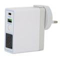 Miniatyrbilde 4 av 8: USB C vegglader PD QC 3.0 2-porters hurtigladerblokk AC100-240V med knappbryterdisplay bærbar lader US-plugg med UK-adapter