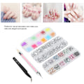 Miniatyrbillede 7 af 8: Neglekunst DIY Rhinestone Manicure Værktøj Flad Spids Base Mini Perler Dekoration Sæt 5stk