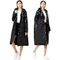 Miniatyrbillede 1 af 5: Poncho, 2 stk. sort genanvendelig regnslag poncho, regn poncho til mænd og kvinder, voksen regnslag med hætte vandreture camping regntilbehør