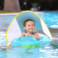 Miniatyrbillede 6 af 8: XL Baby Svømme Ring 19cm Indre Diameter Oppustelige Pool Rør PVC Non Flip Svømme Flåd med Solbeskyttelse Baldakin