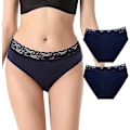 Miniatyrbilde 1 av 5: Bomullsblonde Livvidde Full Briefs - 2stk Pakke XL Mørkeblå