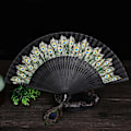 Miniatyrbillede 1 af 4: Peacock Design Bambus Folding Håndvifte til Brudetilbehør og Bryllupper