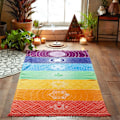 Miniatyrbild 6 av 7: Regnbågsstrandhandduk Flerfärgad Turkisk badhandduk Färgglad Polyester Yogamatta