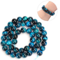 Miniatyrbilde 6 av 8: Naturstein blå tigerøye runde perler DIY smykker armbånd lage tilbehør8 mm 48 stk perler